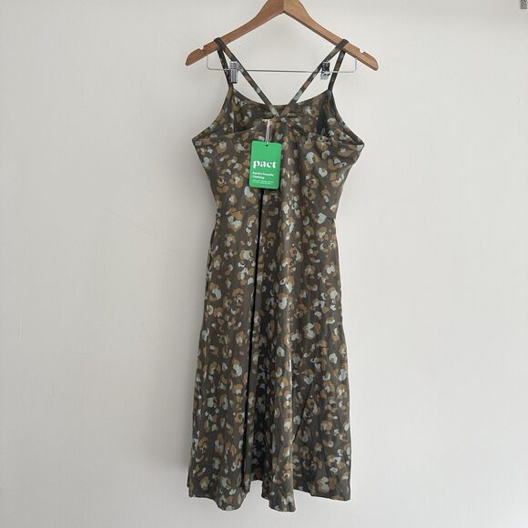 PACT Dress Womens XL Fit And Flare Midi Sundress Pockets Leopard Organic Cotton - Picture 7 of 10